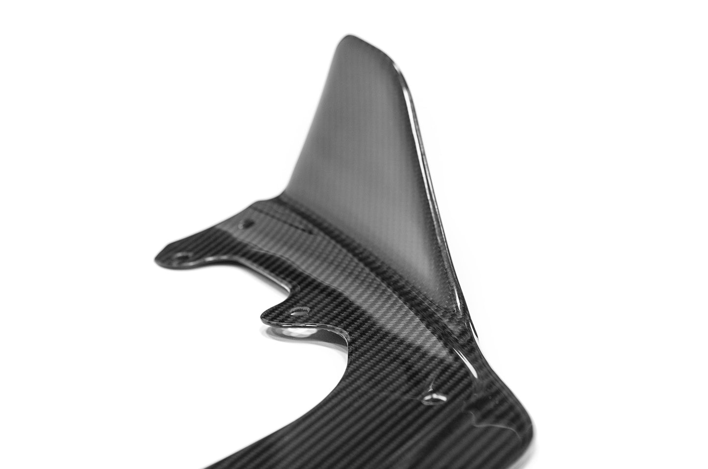 close-up of a section of black splitter on a white background