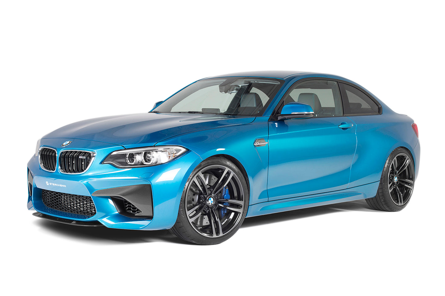 Blue BMW M2 (F87) with white background