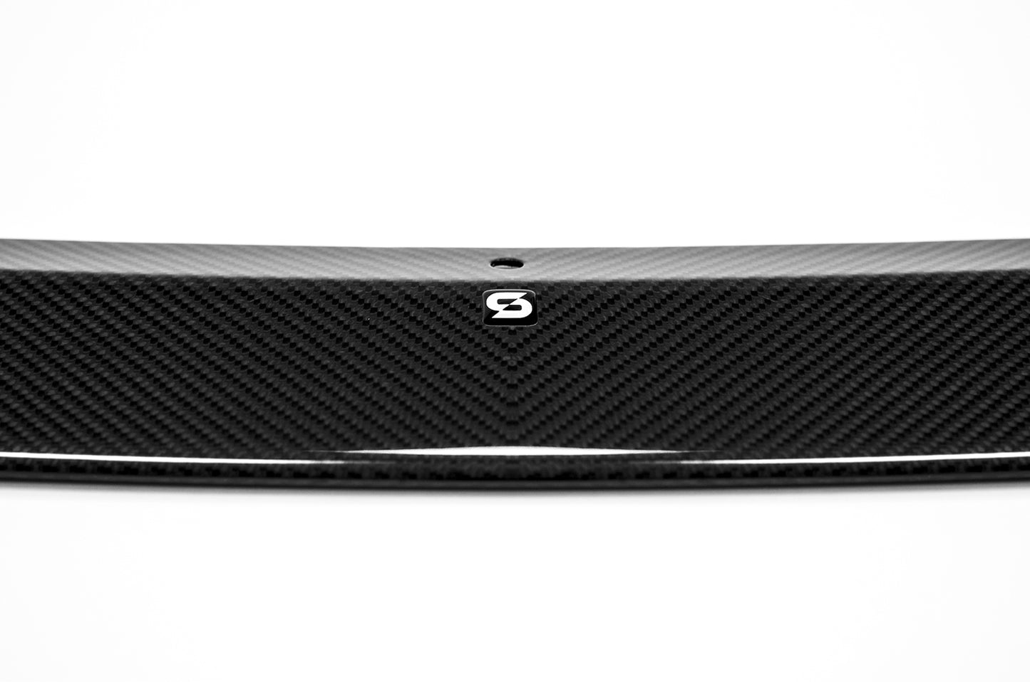 fragment of black splitter with logo on white background