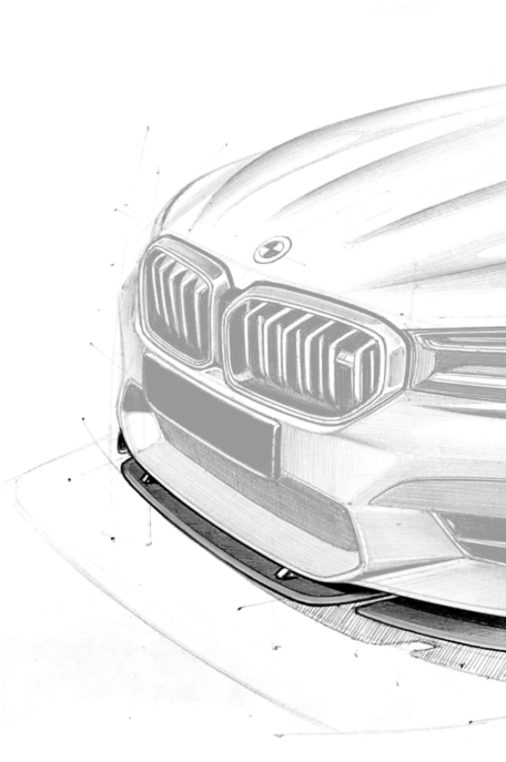 sketch of bumper with splitter bmw